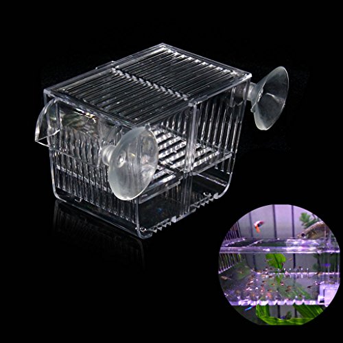 Boxtech Aquarium Fish Tank Hatchery Incubator Cutie de reproducere, acrilic alb Crescător Izolator Separator Hatching Cutii Accesoriu Pești mici pentru copii Creveți Clownfish Guppy (5.2x2.7x2.9 ")