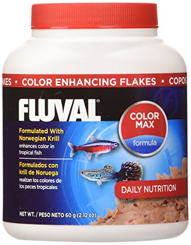 Alimente de pește cu fulgi îmbunătățitori de culoare Fluval de 60 g, 2,12 uncii