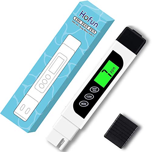Tester de apă Digital TDS Meter - Hofun TDS, EC & Meter 3 în 1, 0-9999 ppm Precis, Meter PPM pentru testarea apei potabile, cafea, piscină, acvariu, sistem RO / DI, hidroponie